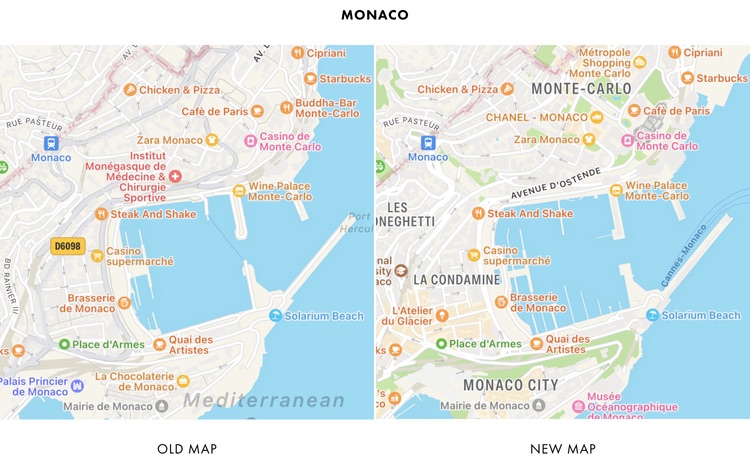 New Apple Maps detail now available in 16 countries and territories, including France, Monaco, and New Zealand