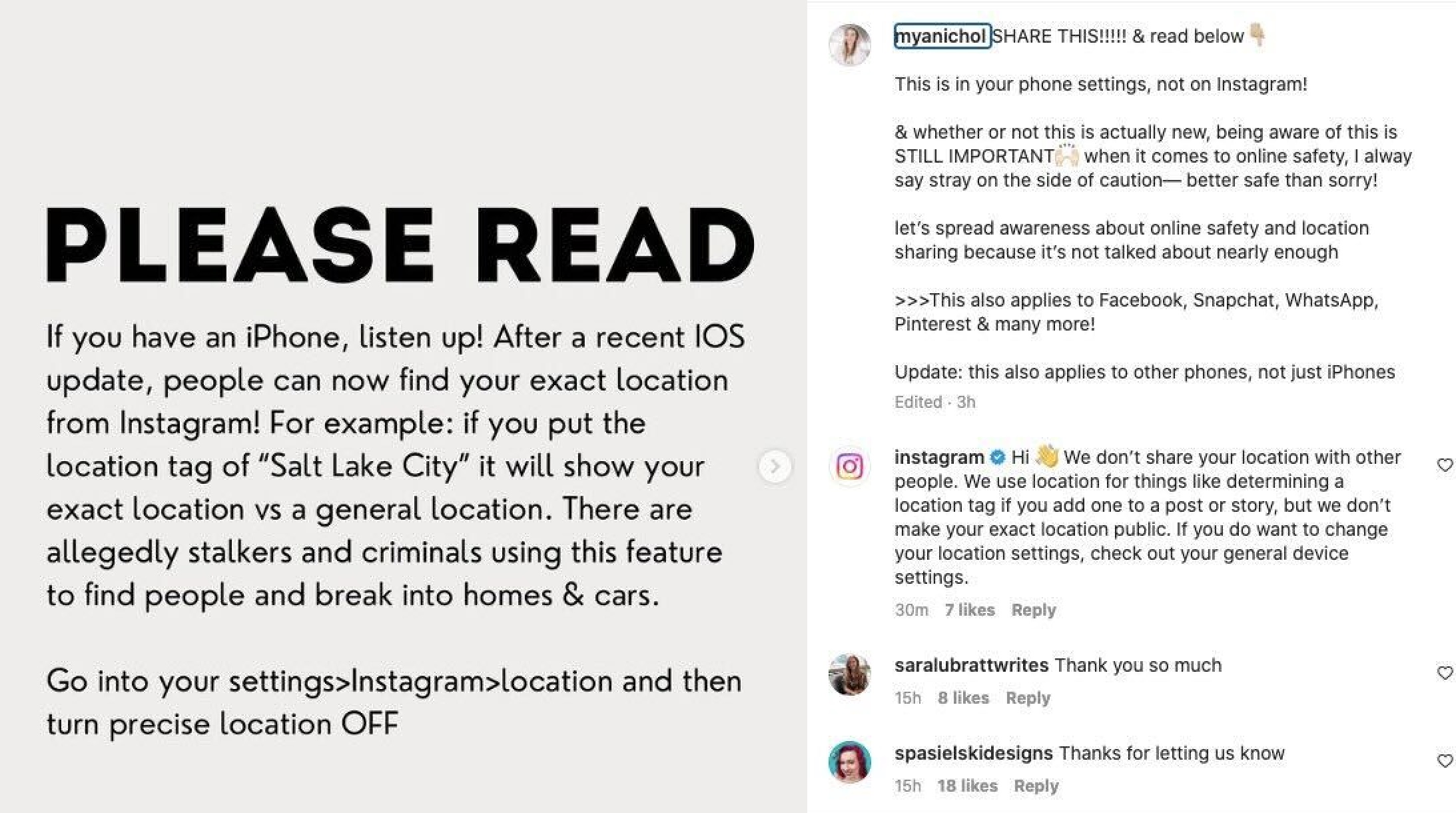 Instagram refutes viral post claiming it shares your precise location with followers