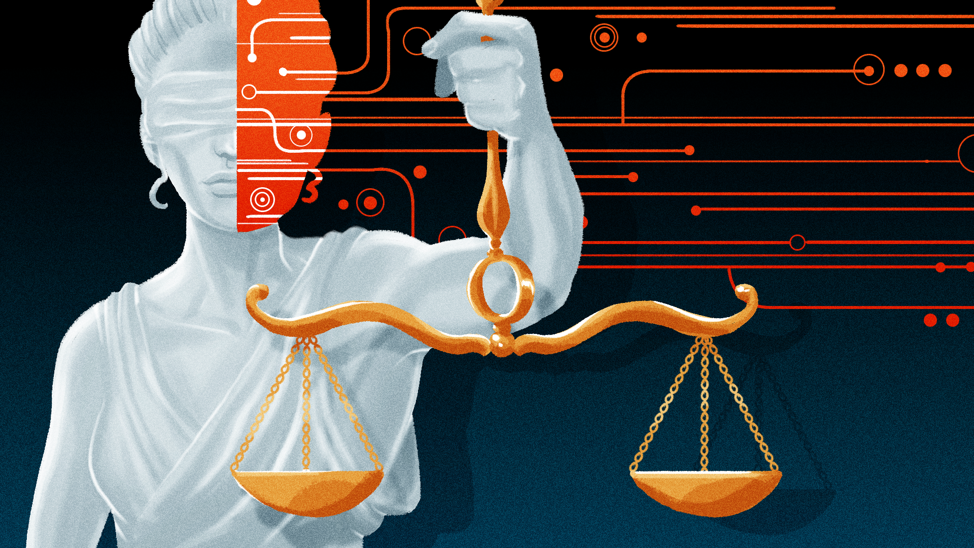 illustration of Lady Justice holding scales