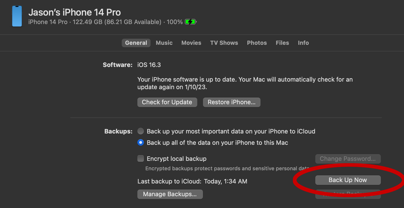 iPhone backup to Mac