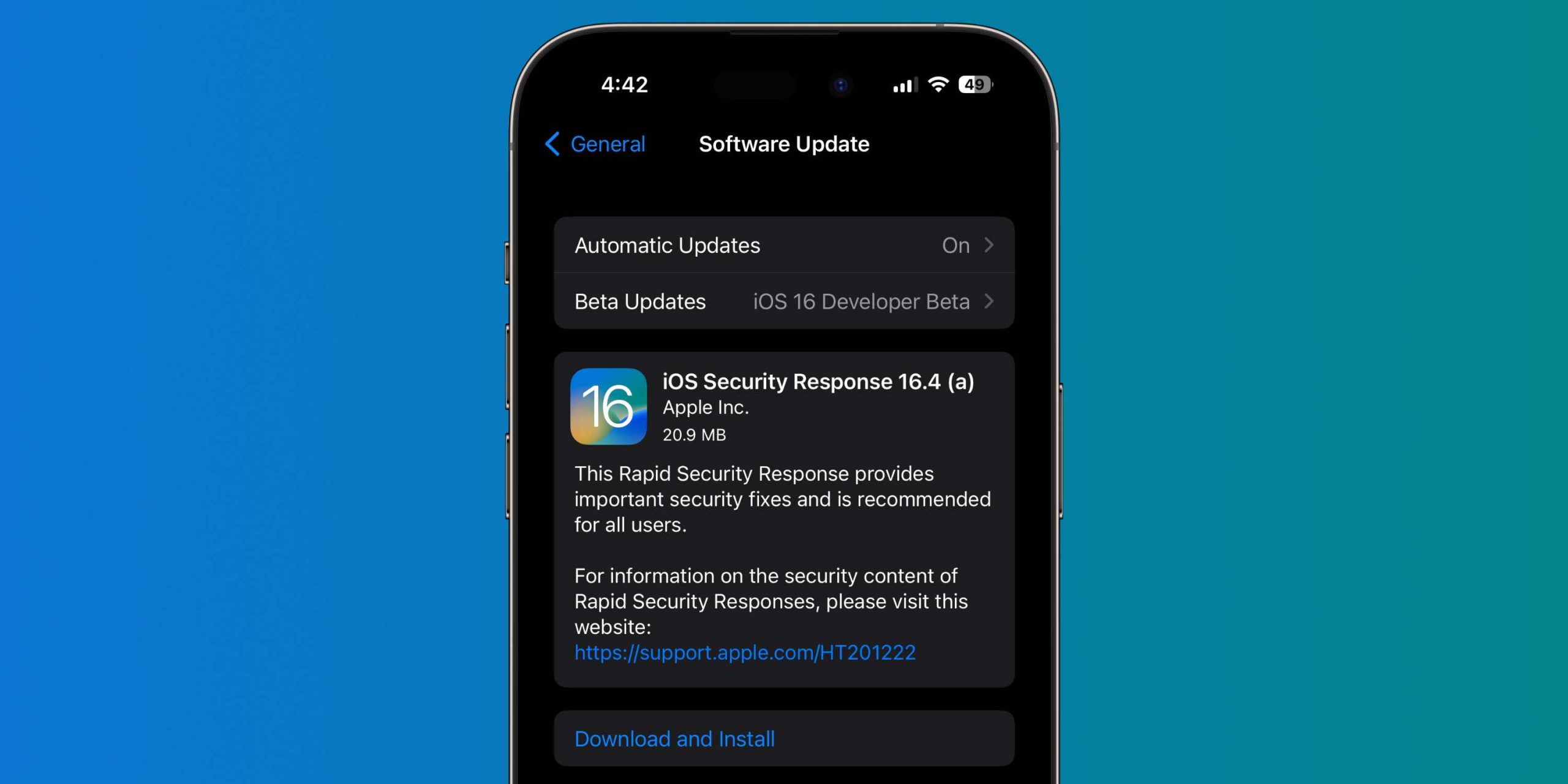 Apple pushes Rapid Security Response update for iOS 16.4 beta, may just be a test