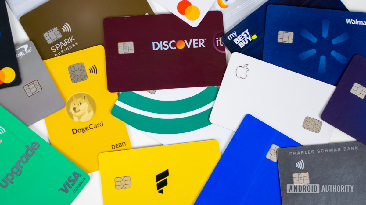 Credit cards and debit cards stock photo