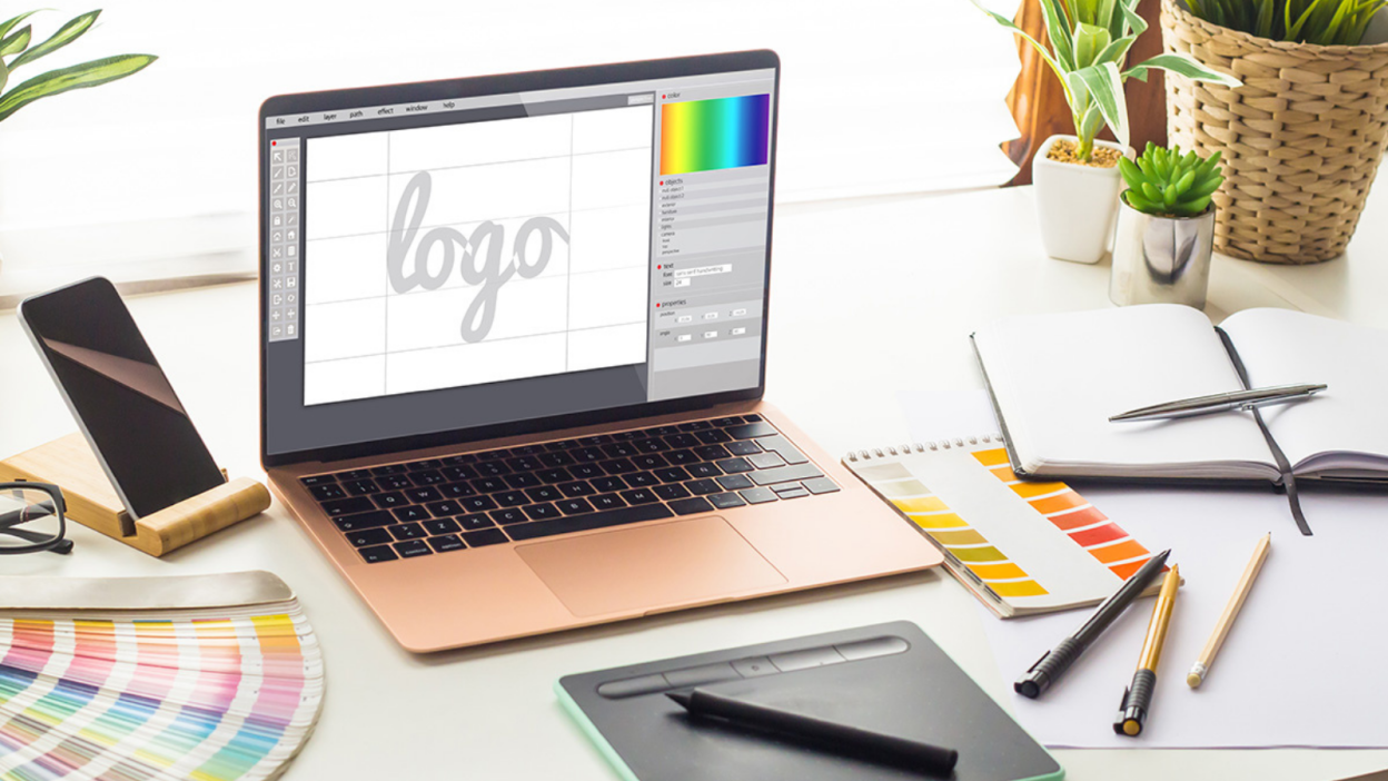 Graphic design on laptop