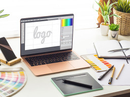 Graphic design on laptop