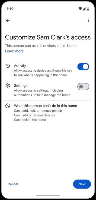Google Home Member Access