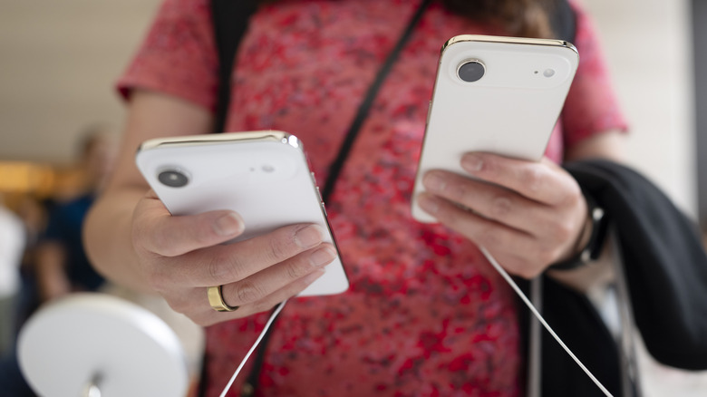 Customer testing the latest iPhone Air model