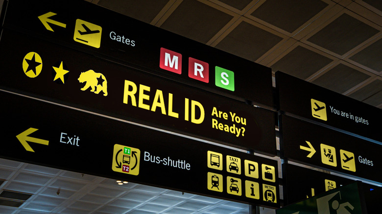 REAL ID digital display at an airport