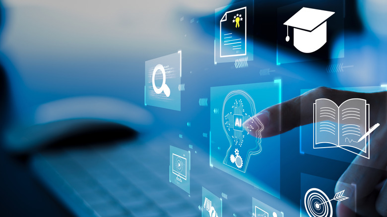 Image of several holographic e-learning resources.