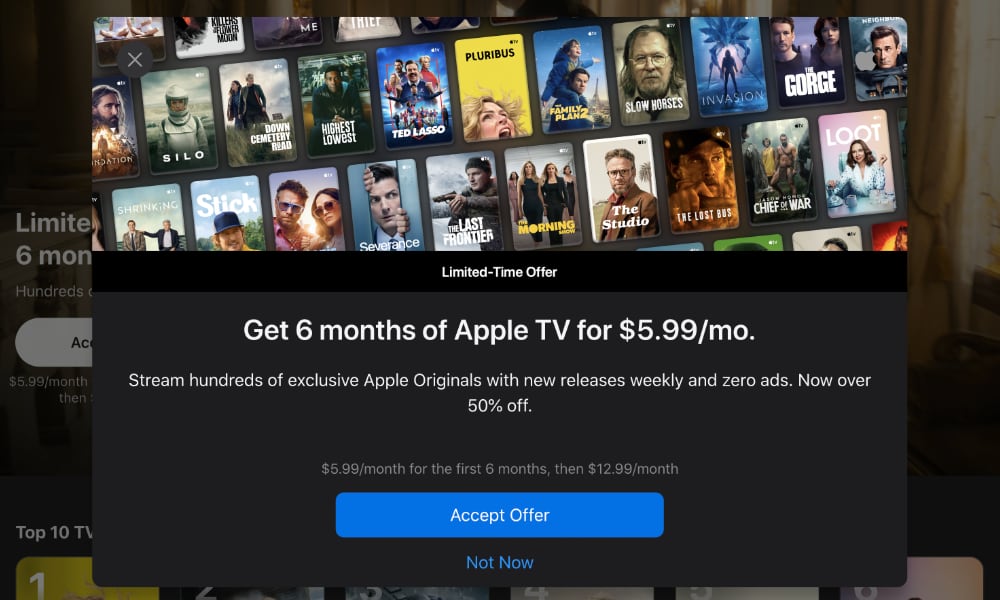 Apple TV Provides Black Friday Savings: Subscribe for $5.99/month (Half Price)
