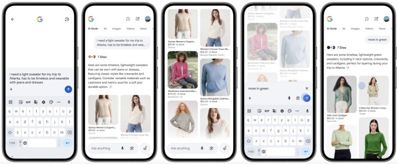 Using AI Mode to shop online.