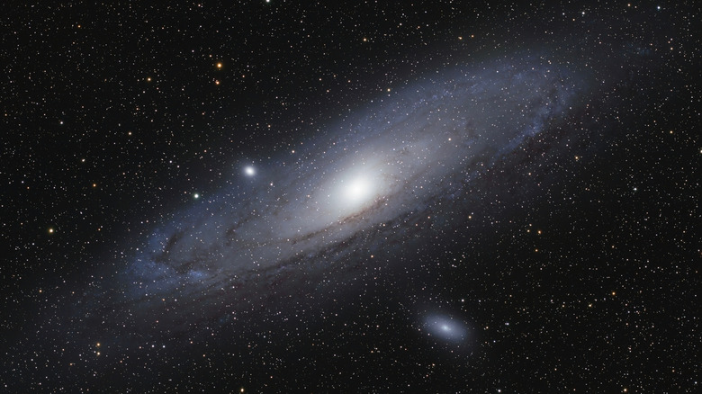 Andromeda galaxy in space.