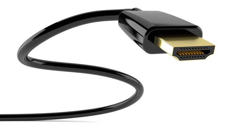 Isolated image of an HDMI cable
