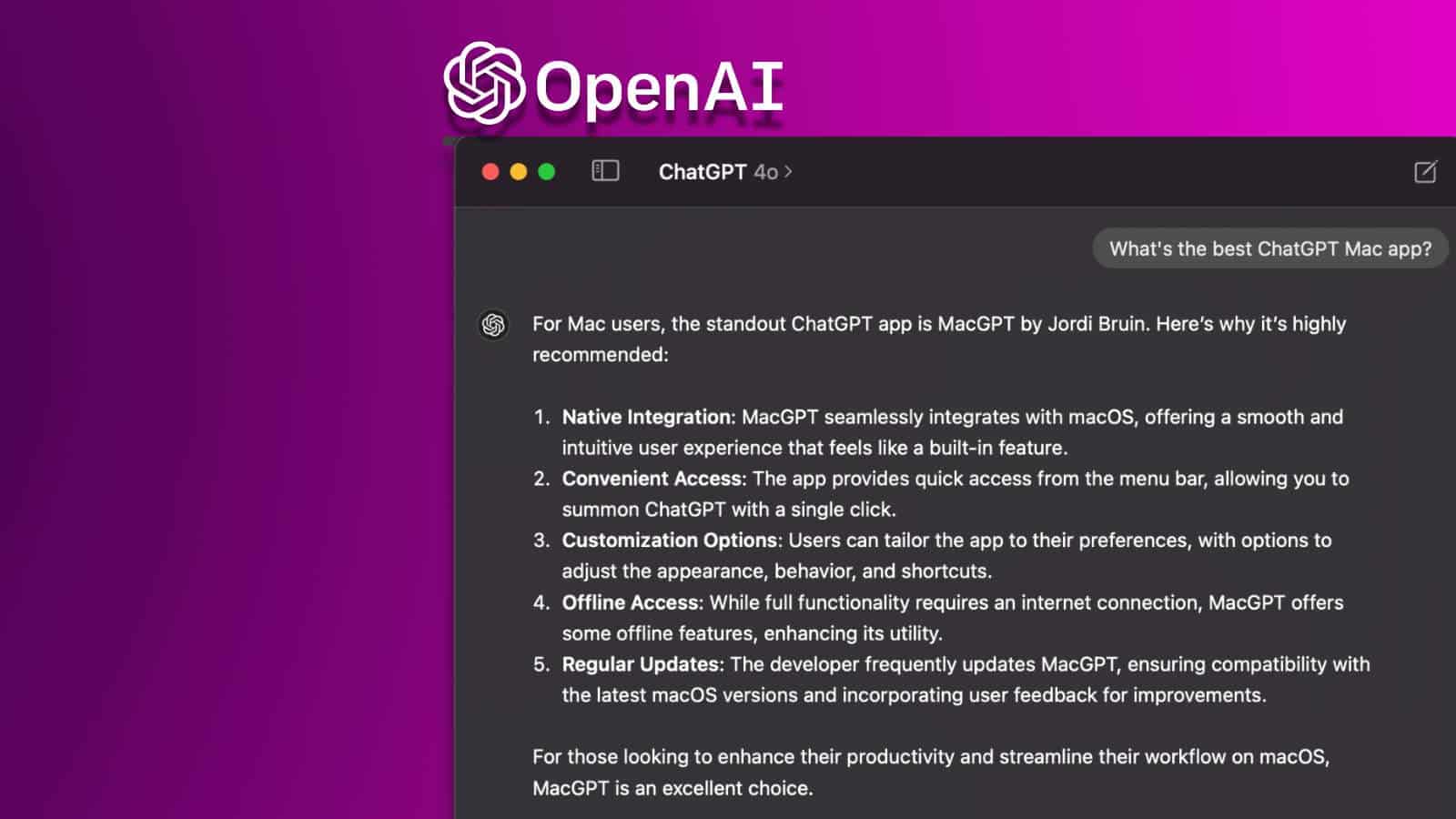 New Enhancements Introduced in ChatGPT's Mac Browser, Featuring iCloud Passkeys
