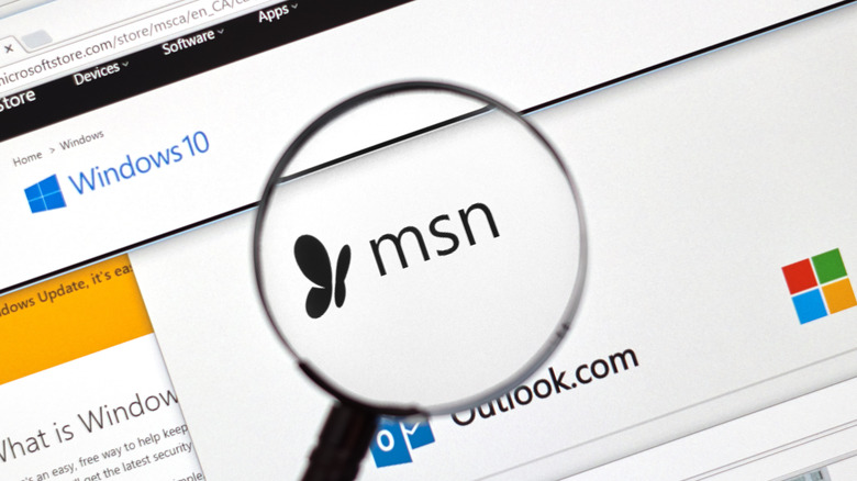 Close-up of the MSN logo on the Microsoft Store webpage.