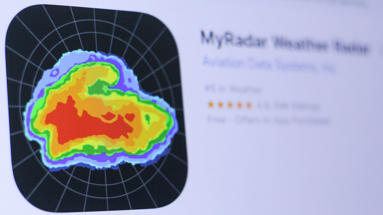 MyRadar interface displaying an icon list