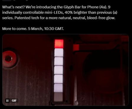 "Controllable Mini LEDs of Phone 4a: Transitioning from Matrix Displays to 'Bar' Layouts"