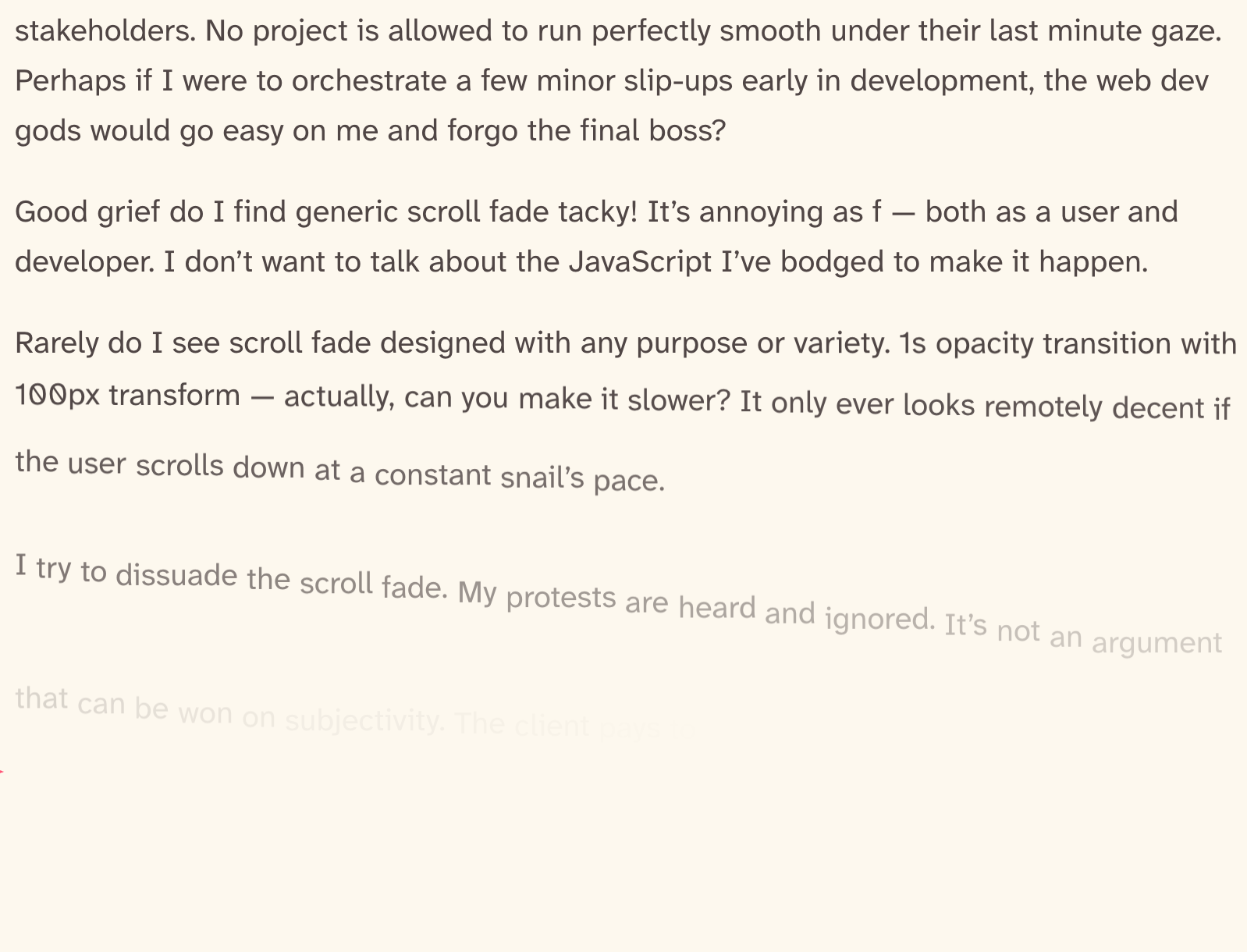 Down with Scroll Fade! – Frontend Masters Blog