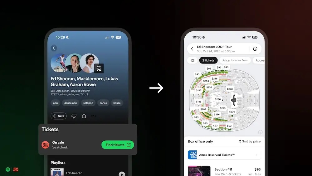 SeatGeek and Spotify Partner to Sell Concert Tickets Within the Music Platform