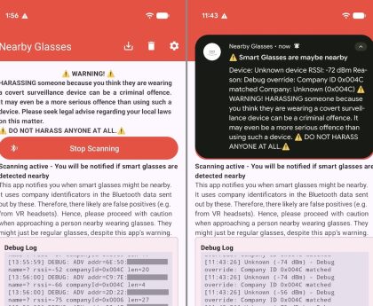A New App Notifies You of Nearby Smart Glasses Wearers