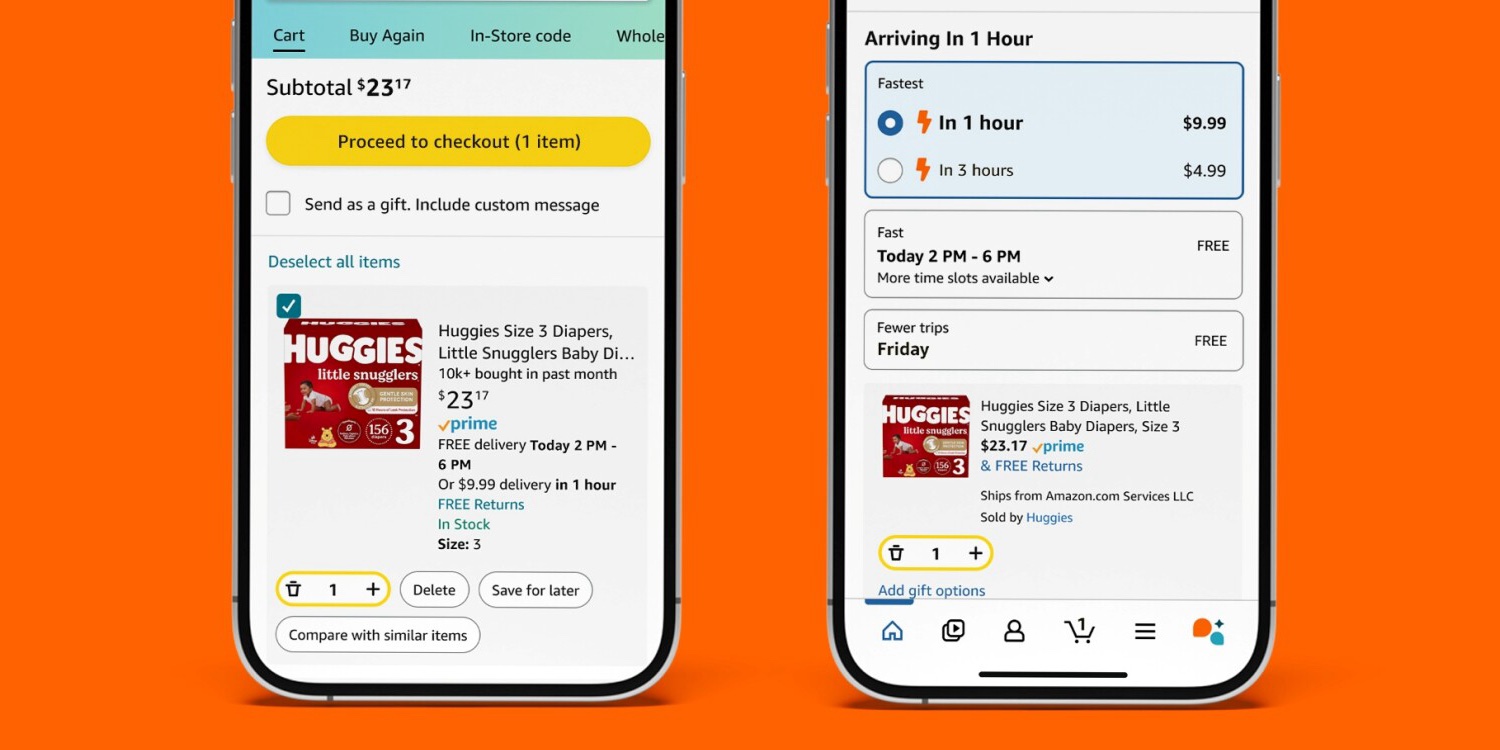 Amazon Launches New 1-Hour and 3-Hour Delivery Choices for Quicker Service