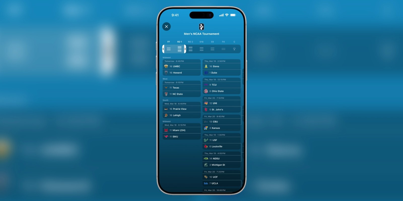 Apple Sports Unveils March Madness Brackets and Broadens League Selections