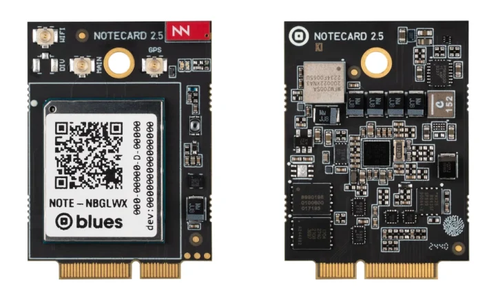 Blues Notecard for Skylo IoT Module: 5G NTN Satellite, NB-IoT/LTE-M Cellular, WiFi, and GNSS Connectivity - CNX Software