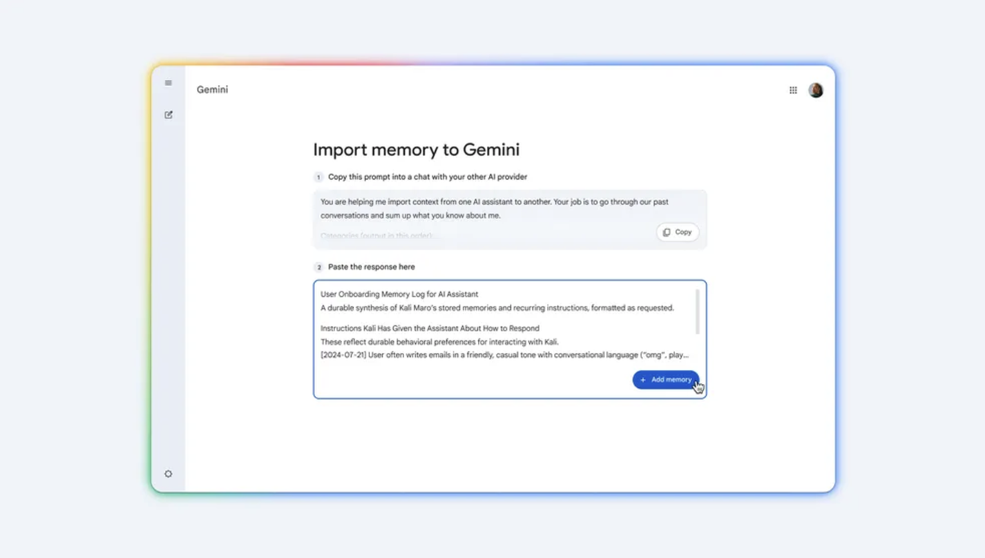 Easily Transfer Your Chats and Personal Information to Gemini from Other Chatbots
