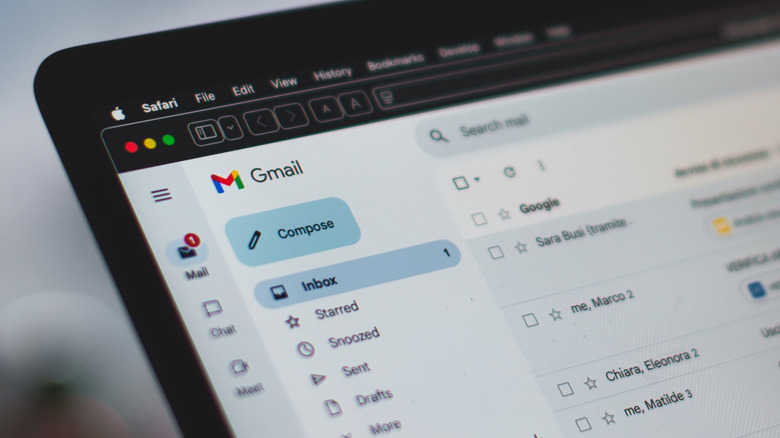 Gmail opened on a laptop
