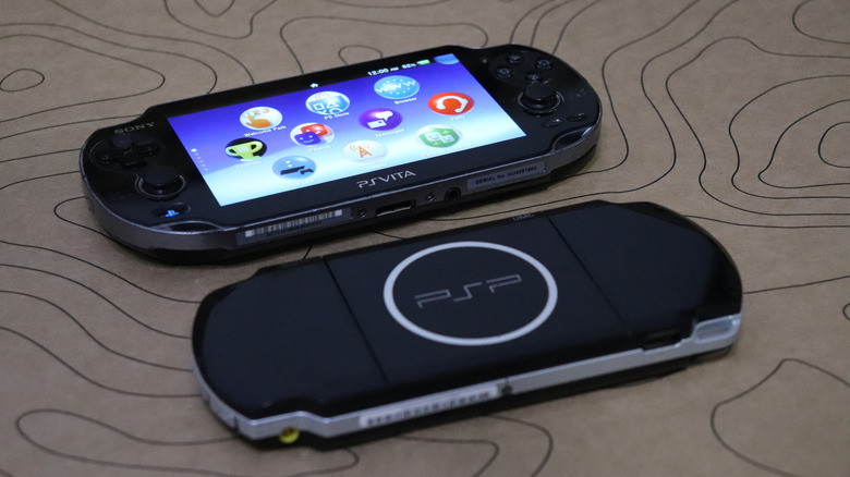 Image showcasing PlayStation 1 and Portable games being played on a PS Vita