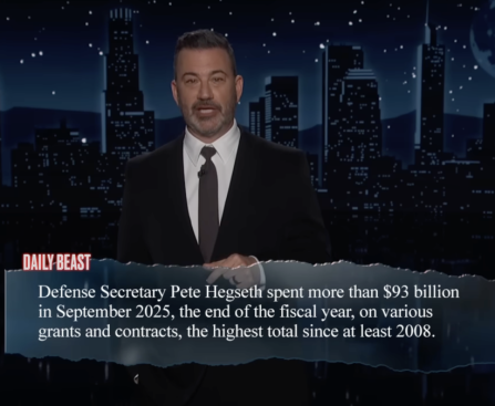 Jimmy Kimmel Comments on Pete Hegseth's $93 Billion Spending Spree in One Month