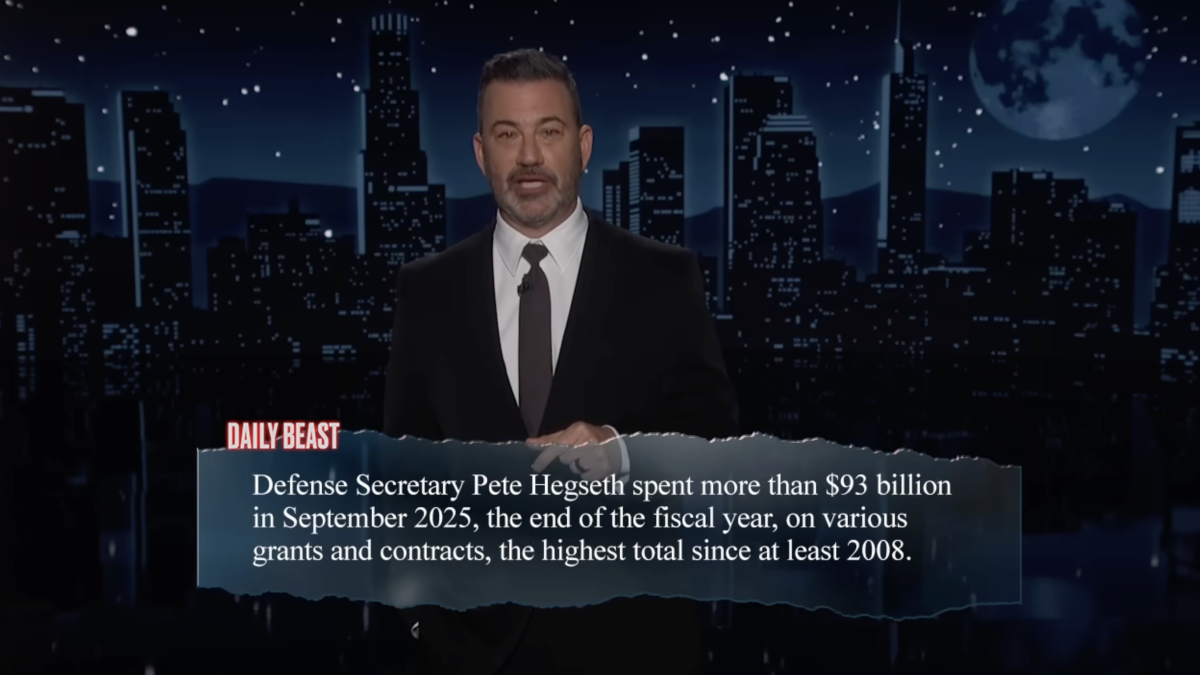 Jimmy Kimmel Comments on Pete Hegseth's $93 Billion Spending Spree in One Month