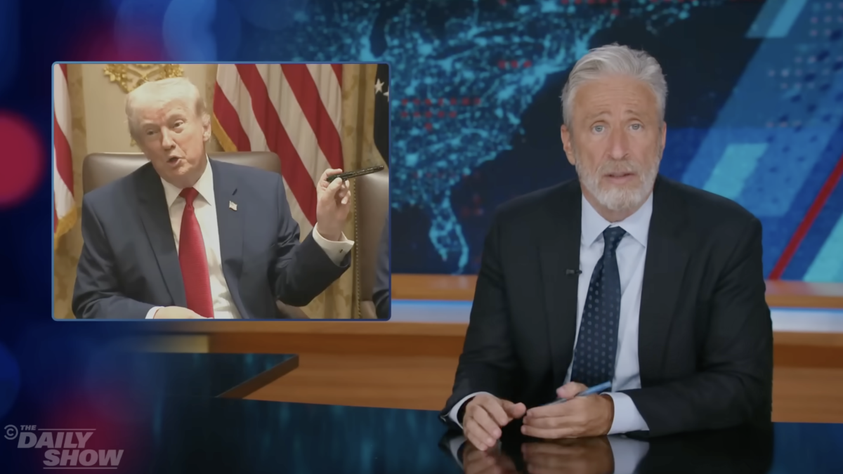 Jon Stewart's Harsh Response to Trump's Indecision on Pens