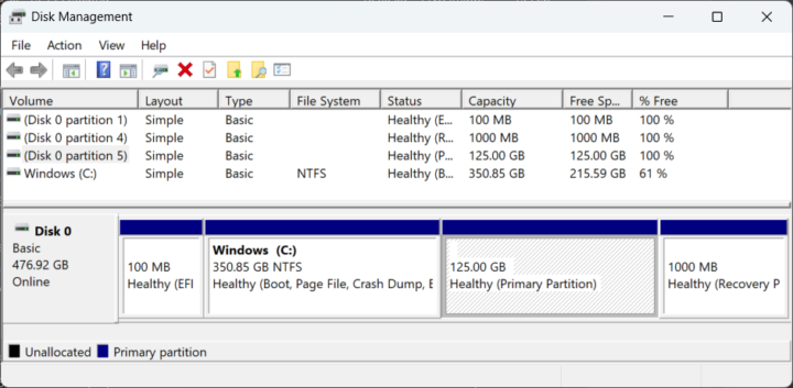 Disk Management Dual Boot Windows 11 Ubuntu 25.10