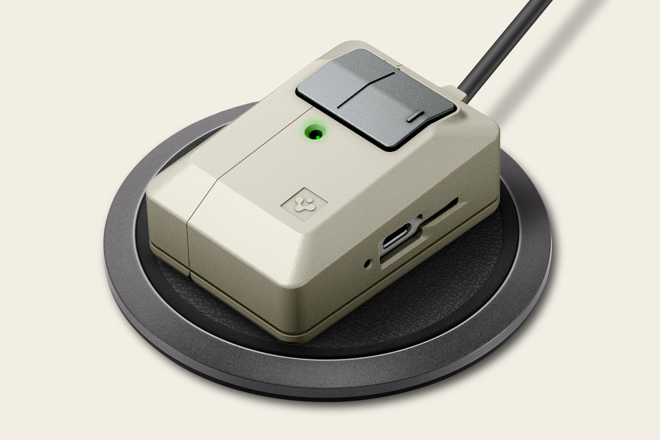 The classic Apple Macintosh mouse inspired Spigen's retro AirPods case