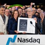 Tim Cook Calls Nasdaq Opening Bell to Commemorate Apple’s 50th Anniversary