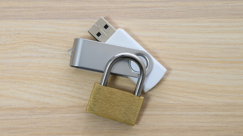 A USB stick with a physical lock