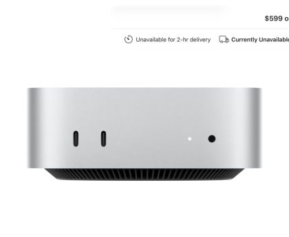 Base Model $599 Mac Mini Completely Sold Out Now