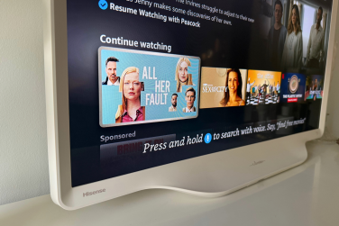 Hisense Déco TV's curved edges and Fire TV streaming apps on screen