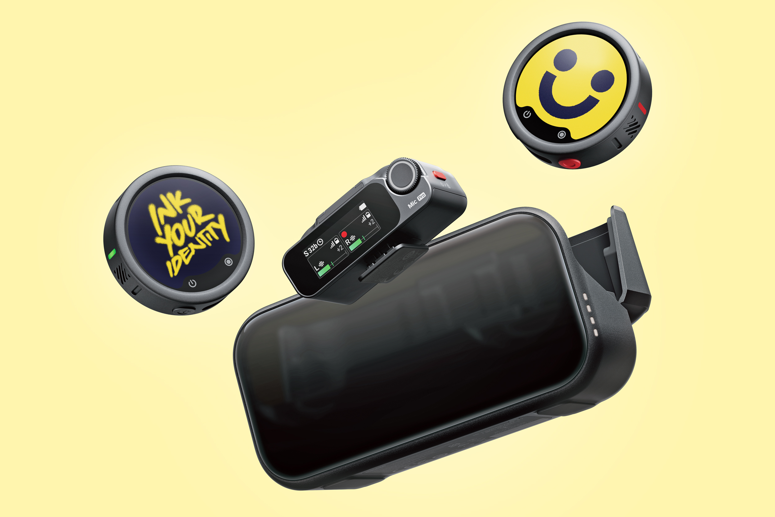 Insta360 Adds Screens to Its Next Wireless Mics for Displaying Logos or Images