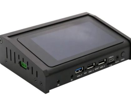 Mekotronics R57-5S: Rockchip RK3576 Mini PC & Digital Player with 5-Inch Inclined Touchscreen Display