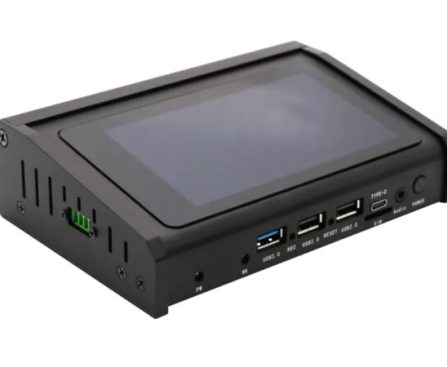 Mekotronics R57-5S: Rockchip RK3576 Mini PC & Digital Player with 5-Inch Inclined Touchscreen Display