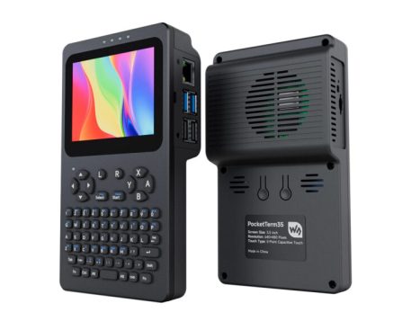PocketTerm35: Raspberry Pi 4/5 Handheld Linux Terminal with 3.5" Touch Display & Built-in Keyboard - CNX Software