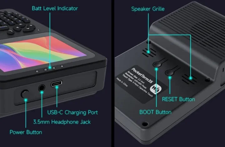 Raspberry Pi 5 handheld terminal ports