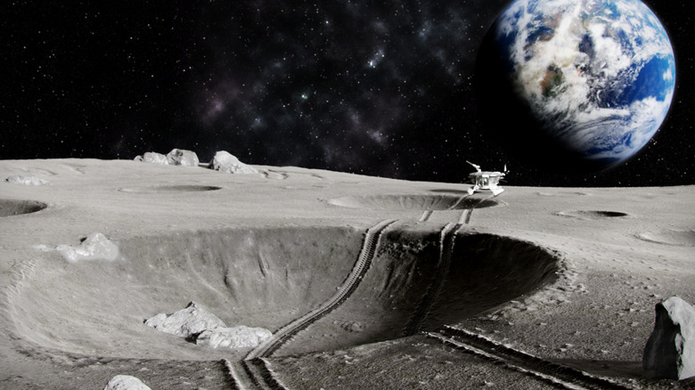 rover navigating the lunar terrain