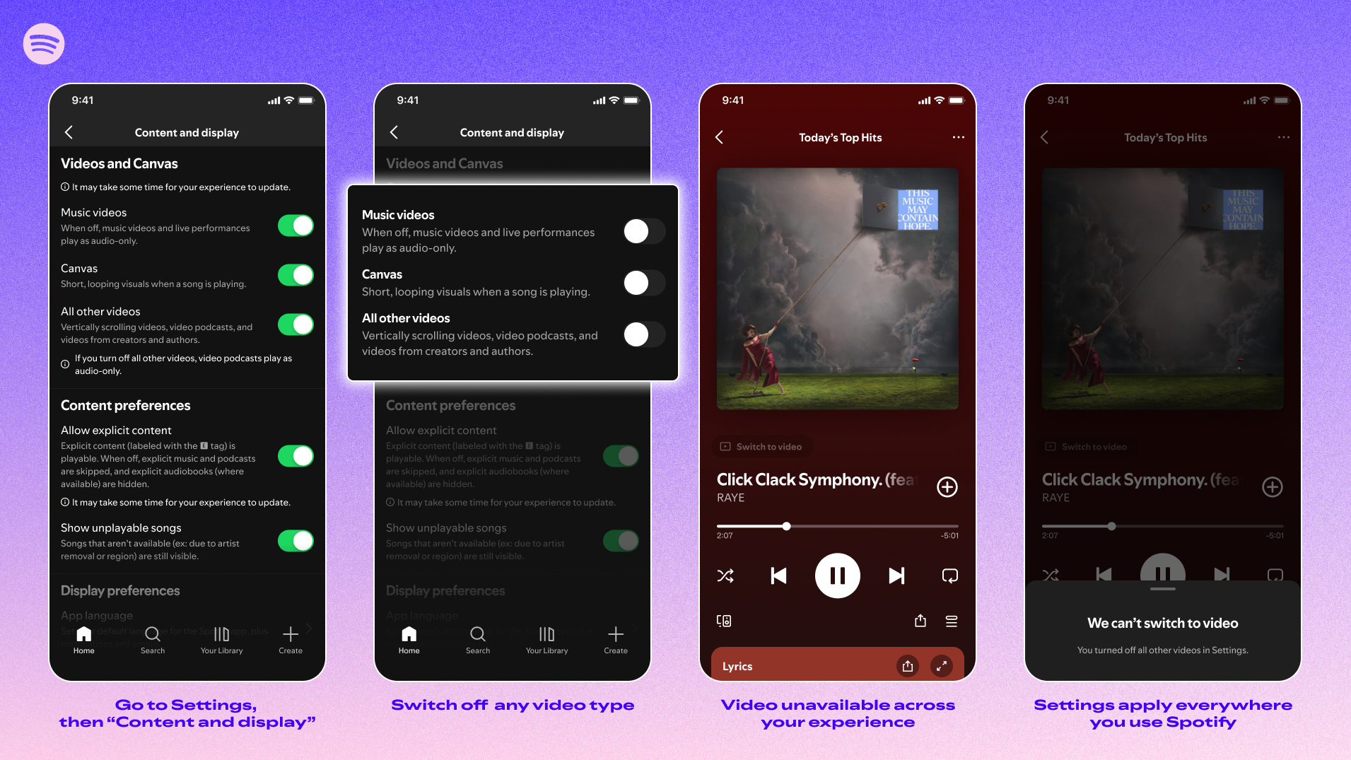 Spotify Introduces Option to Disable Videos for All Users in its App