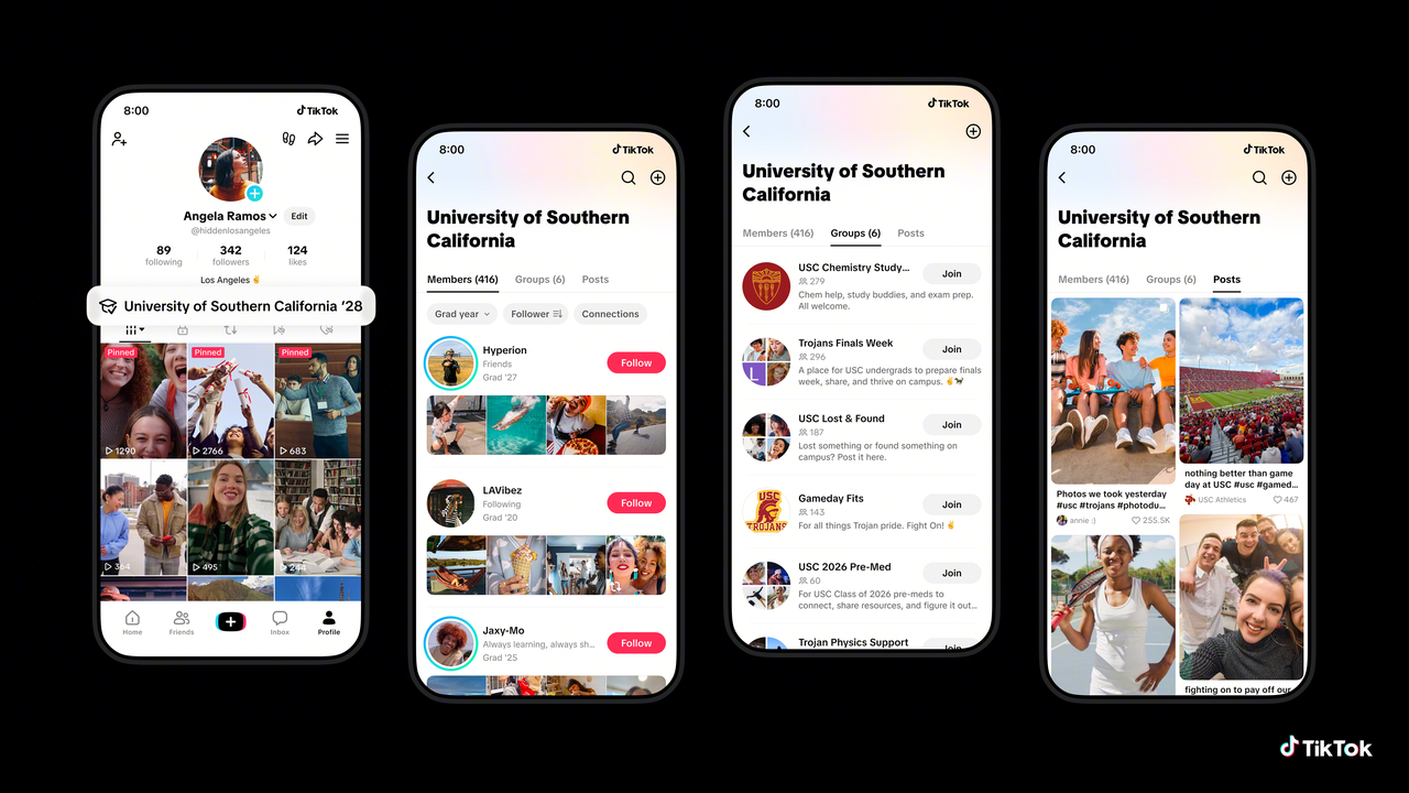 TikTok Unveils 'Campus Hub' with College Group Chats and Feeds
