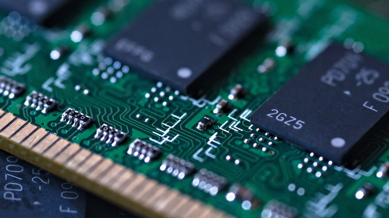 Close-up of a RAM chip