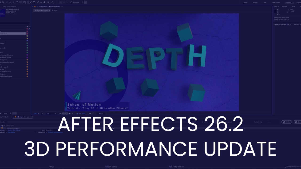 After Effects 26.2 Enhances Puget Bench 3D Performance