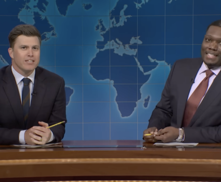 Colin Jost and Michael Che Exchange Weekend Update Jokes in SNL Season Finale