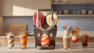 Introducing the New Ultimate Frozen Drink Maker: The Ninja Slushi Twist Mixes 2 Flavors Without Ice